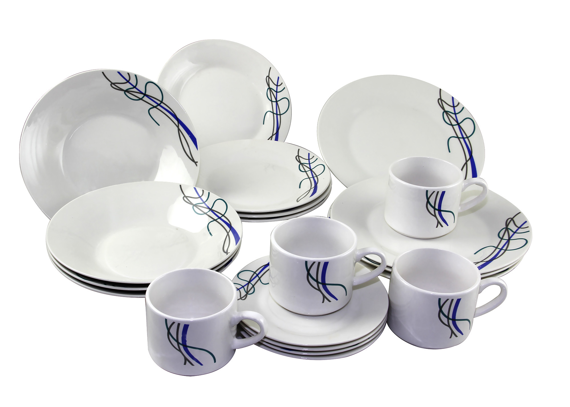 Buy Set of 20 Piece Ceramic Dinnerware Set, White - BSL37 ...