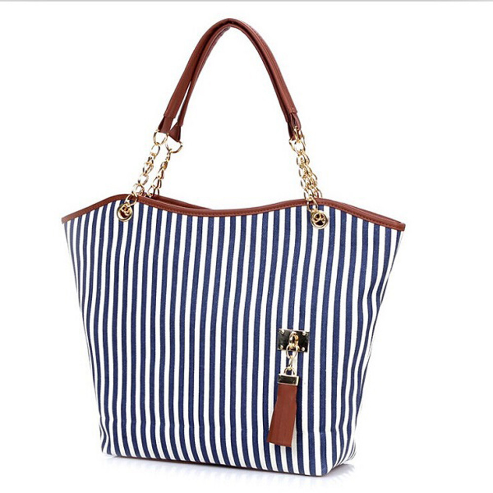 Buy Women&#39;s Handbag Tote Canvas Tassel Chain Shoulder Bag Striped Hand Bag - Assorted Color ...