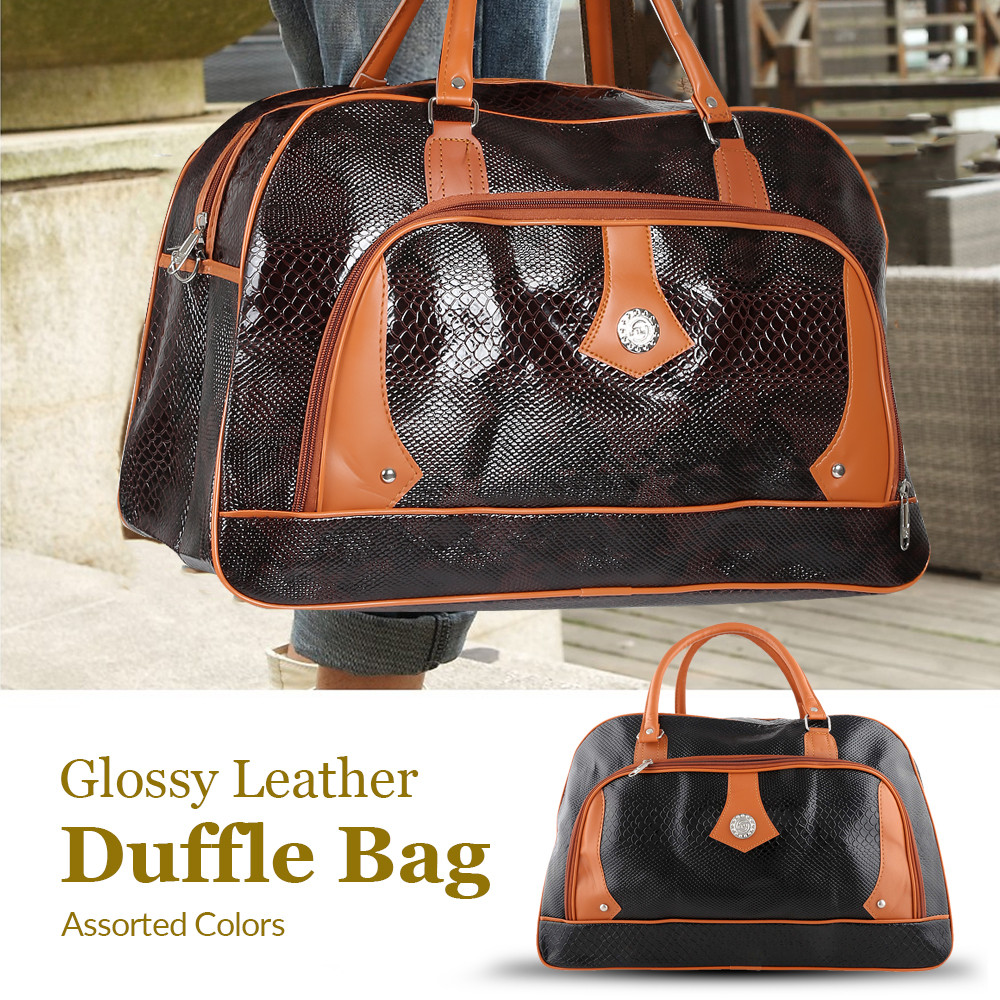 Buy Glossy Leather Duffle Bag - BK011, Assorted Colors Online at Low Price, October 2018’s For ...