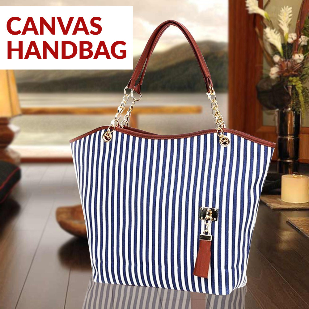 Buy Women&#39;s Handbag Tote Canvas Tassel Chain Shoulder Bag Striped Hand Bag - Assorted Color ...